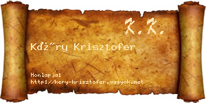 Kéry Krisztofer névjegykártya