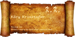 Kéry Krisztofer névjegykártya